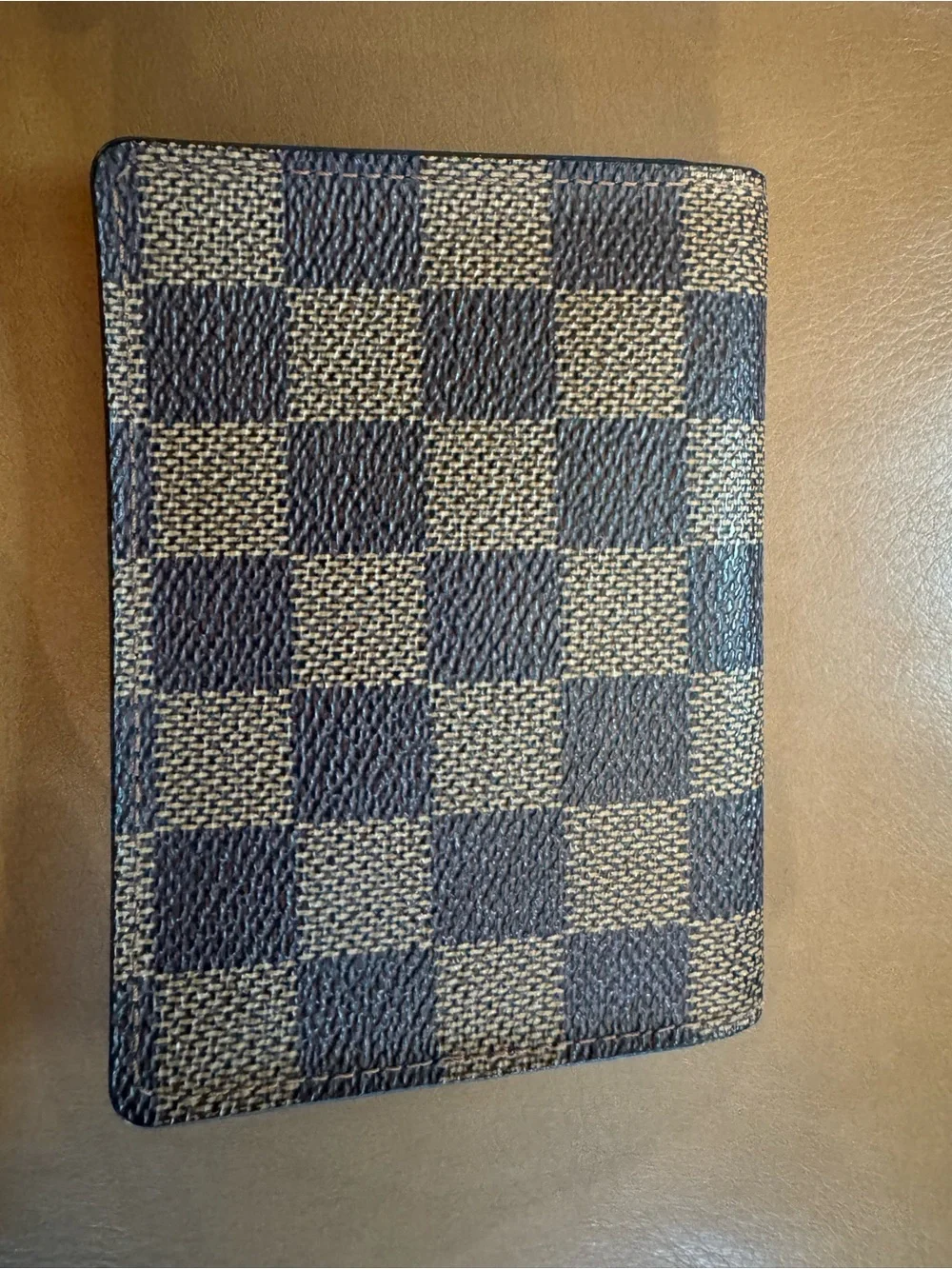 Louis Vuitton Brown Damier Canvas Passport Holder with Box & Ribbon